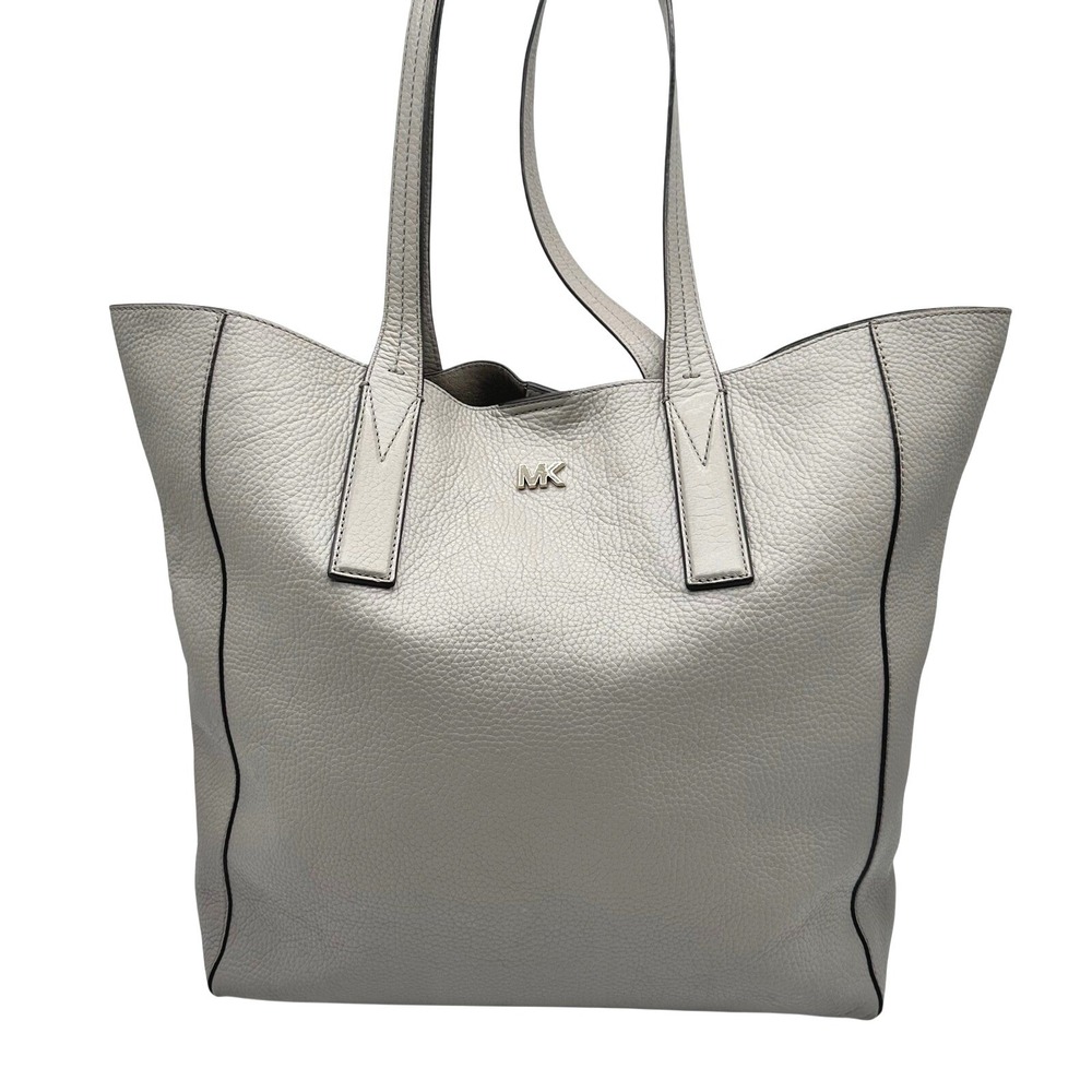 Michael Kors Junie Large Pebble Leather Tote Bag Pearl Grey